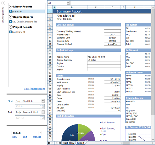 Select and open a project report